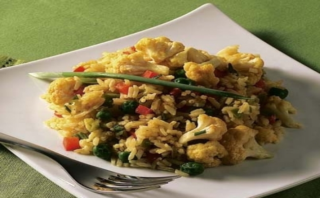Arroz con coliflor al curry